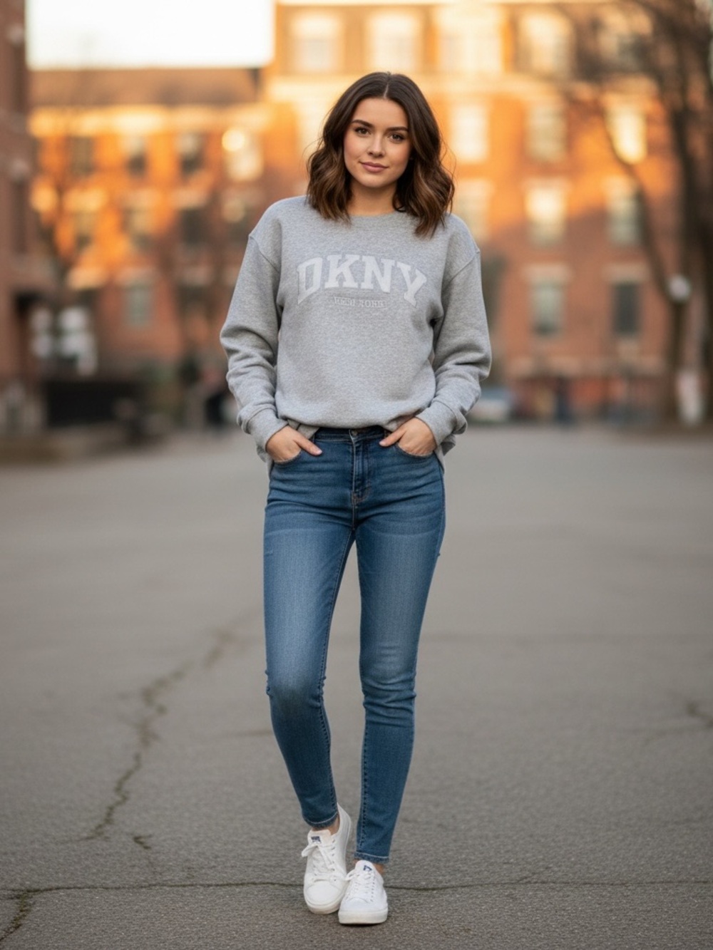 DKNY Women's Skinny Jeans in Mid Blue Wash